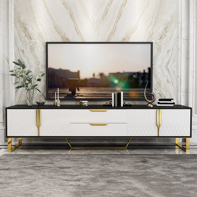 Glam Glass TV Stand Console Enclosed Storage TV Media Stand for Living Room Black White Clearhalo 'furn' 'furn_tv_stands_entertainment_centers' 'Furniture' 'Living Room Furniture' 'TV Stands & Entertainment Centers' 'TV Stands & Media Storage Furniture' 'tv_stands_entertainment_centers' 6298962