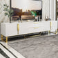 Glam Glass TV Stand Console Enclosed Storage TV Media Stand for Living Room White Clearhalo 'furn' 'furn_tv_stands_entertainment_centers' 'Furniture' 'Living Room Furniture' 'TV Stands & Entertainment Centers' 'TV Stands & Media Storage Furniture' 'tv_stands_entertainment_centers' 6298963