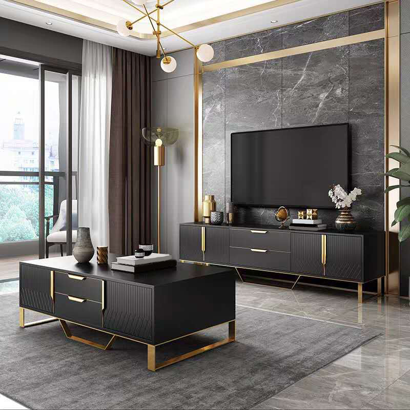 Glam Glass TV Stand Console Enclosed Storage TV Media Stand for Living Room Clearhalo 'furn' 'furn_tv_stands_entertainment_centers' 'Furniture' 'Living Room Furniture' 'TV Stands & Entertainment Centers' 'TV Stands & Media Storage Furniture' 'tv_stands_entertainment_centers' 6298967
