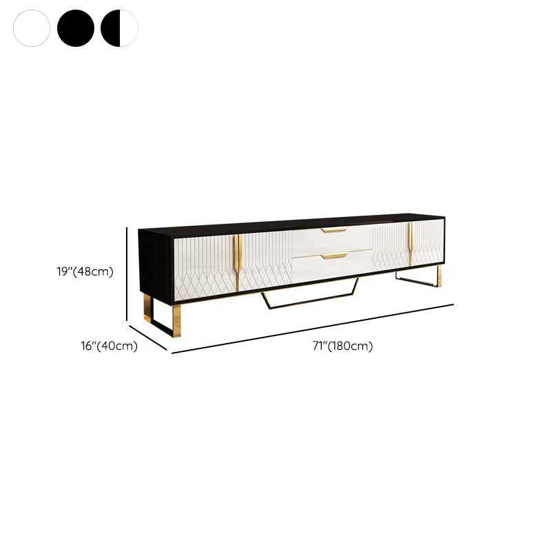 Glam Glass TV Stand Console Enclosed Storage TV Media Stand for Living Room Clearhalo 'furn' 'furn_tv_stands_entertainment_centers' 'Furniture' 'Living Room Furniture' 'TV Stands & Entertainment Centers' 'TV Stands & Media Storage Furniture' 'tv_stands_entertainment_centers' 6298978