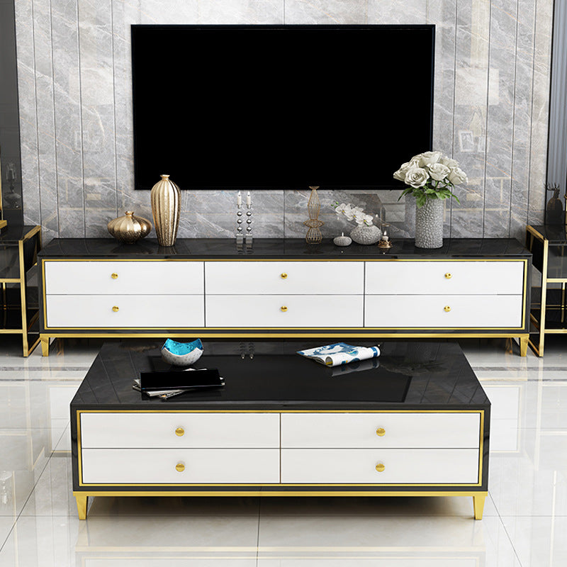 Glam Glass TV Stand Console Enclosed Storage TV Media Stand with Legs for Living Room Clearhalo 'furn' 'furn_tv_stands_entertainment_centers' 'Furniture' 'Living Room Furniture' 'TV Stands & Entertainment Centers' 'TV Stands & Media Storage Furniture' 'tv_stands_entertainment_centers' 6298984