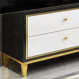 Glam Glass TV Stand Console Enclosed Storage TV Media Stand with Legs for Living Room Clearhalo 'furn' 'furn_tv_stands_entertainment_centers' 'Furniture' 'Living Room Furniture' 'TV Stands & Entertainment Centers' 'TV Stands & Media Storage Furniture' 'tv_stands_entertainment_centers' 6298991