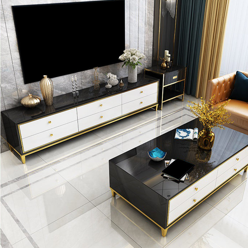 Glam Glass TV Stand Console Enclosed Storage TV Media Stand with Legs for Living Room Clearhalo 'furn' 'furn_tv_stands_entertainment_centers' 'Furniture' 'Living Room Furniture' 'TV Stands & Entertainment Centers' 'TV Stands & Media Storage Furniture' 'tv_stands_entertainment_centers' 6298995