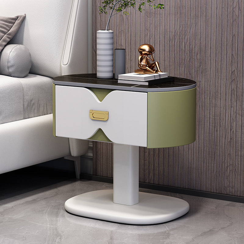 Drawer Storage Bedside Cabinet Modern Bed Nightstand for Bedroom Green-White 1 Piece Clearhalo 'Bedroom Furniture' 'furn' 'furn_night_stand' 'Furniture' 'night_stand' 'Nightstands' 6299181