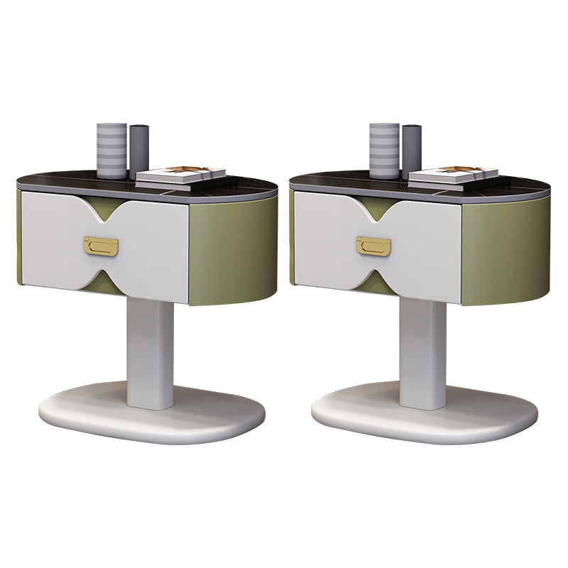 Drawer Storage Bedside Cabinet Modern Bed Nightstand for Bedroom Green-White 2 Piece Set Clearhalo 'Bedroom Furniture' 'furn' 'furn_night_stand' 'Furniture' 'night_stand' 'Nightstands' 6299182