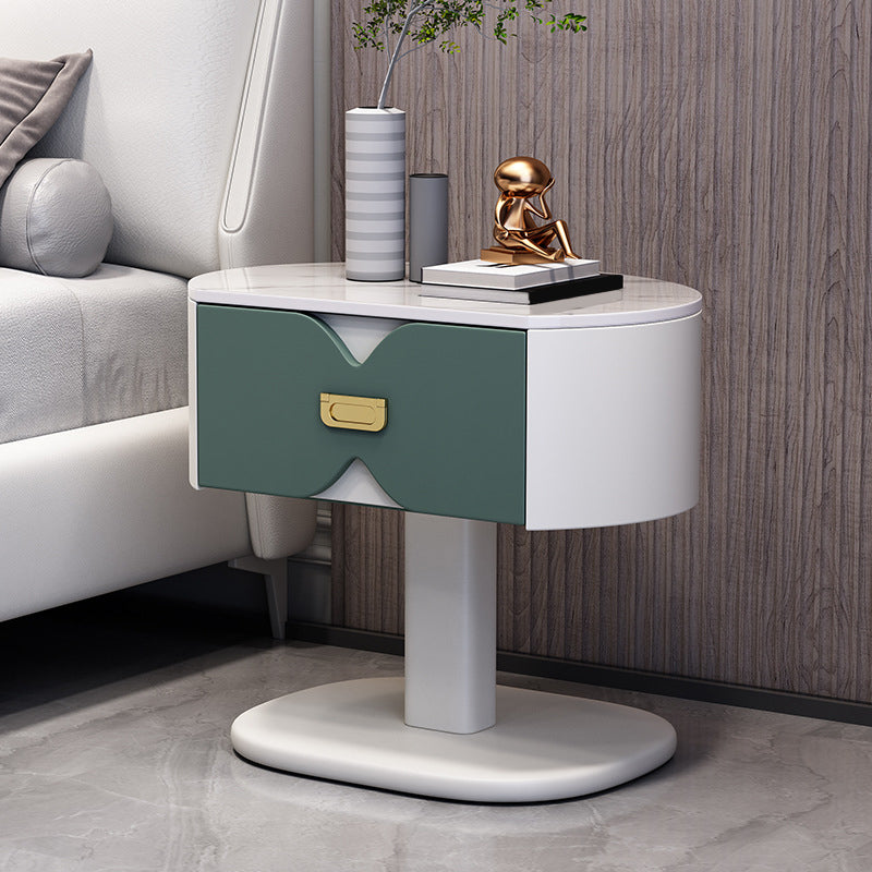 Drawer Storage Bedside Cabinet Modern Bed Nightstand for Bedroom White-Green 1 Piece Clearhalo 'Bedroom Furniture' 'furn' 'furn_night_stand' 'Furniture' 'night_stand' 'Nightstands' 6299183
