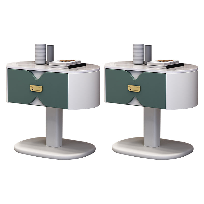 Drawer Storage Bedside Cabinet Modern Bed Nightstand for Bedroom White-Green 2 Piece Set Clearhalo 'Bedroom Furniture' 'furn' 'furn_night_stand' 'Furniture' 'night_stand' 'Nightstands' 6299184