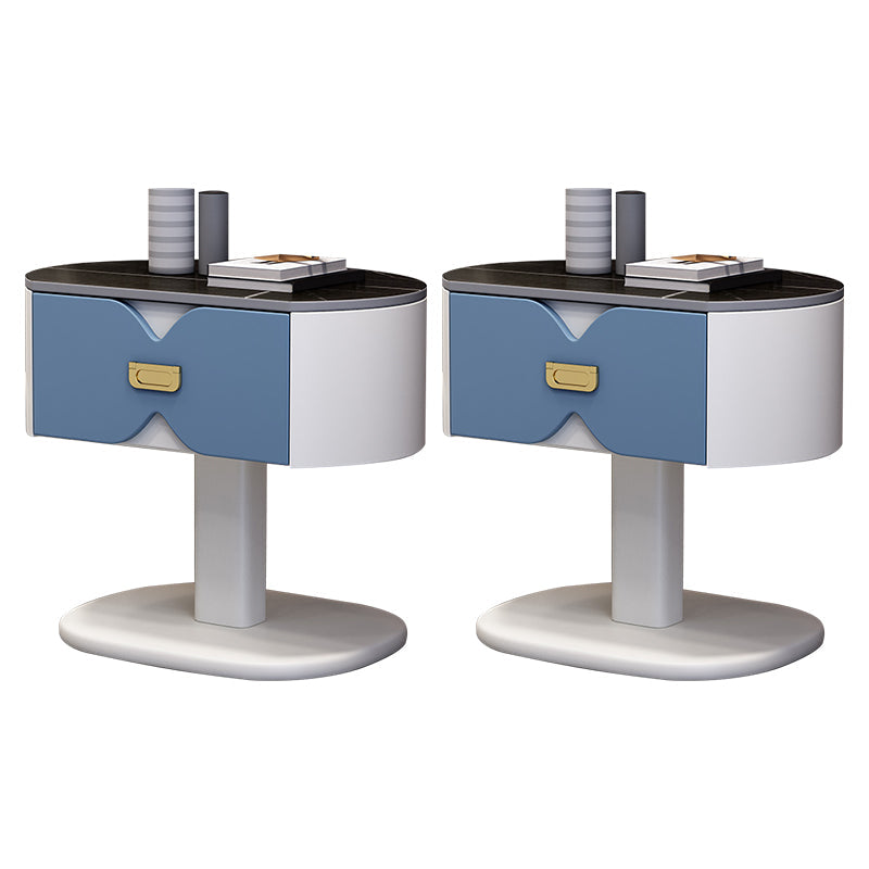Drawer Storage Bedside Cabinet Modern Bed Nightstand for Bedroom White-Blue 2 Piece Set Clearhalo 'Bedroom Furniture' 'furn' 'furn_night_stand' 'Furniture' 'night_stand' 'Nightstands' 6299186