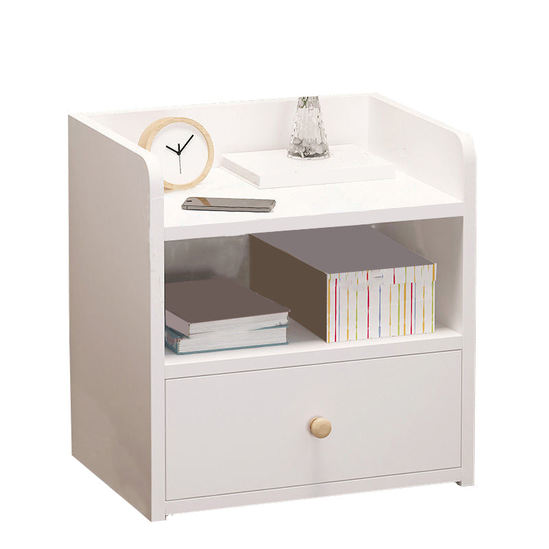 Mesa de madera dormitorio de almacenamiento abierto nocturno con cajón