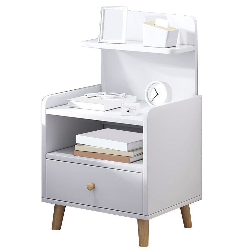 Mesa de madera dormitorio de almacenamiento abierto nocturno con cajón