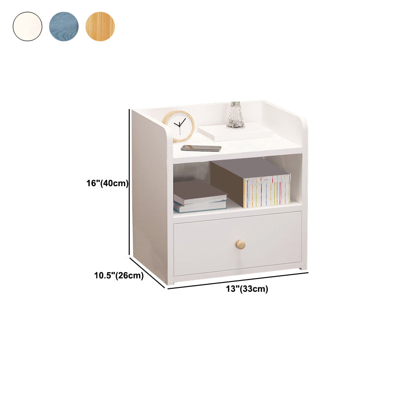 Mesa de madera dormitorio de almacenamiento abierto nocturno con cajón