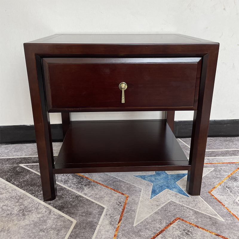 Mesita de noche tradicional acento de madera maciza mesita de noche con cajón