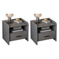 Contemporary Accent Table Nightstand Drawer Storage Night Table ,16.5" Tall Grey 2 Piece Set 1 Clearhalo 'Bedroom Furniture' 'furn' 'furn_night_stand' 'Furniture' 'night_stand' 'Nightstands' 6299307
