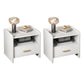 Contemporary Accent Table Nightstand Drawer Storage Night Table ,16.5" Tall White 2 Piece Set 1 Clearhalo 'Bedroom Furniture' 'furn' 'furn_night_stand' 'Furniture' 'night_stand' 'Nightstands' 6299309