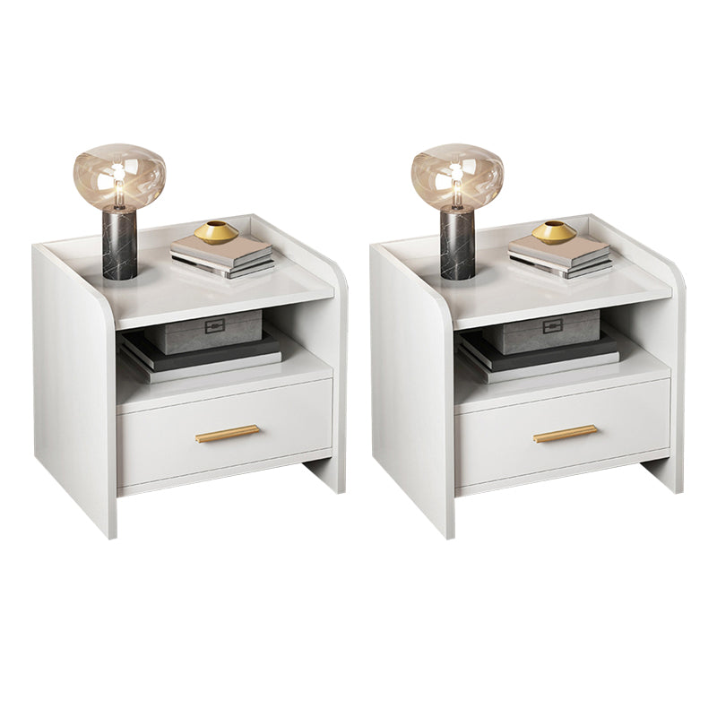 Contemporary Accent Table Nightstand Drawer Storage Night Table ,16.5" Tall White 2 Piece Set 1 Clearhalo 'Bedroom Furniture' 'furn' 'furn_night_stand' 'Furniture' 'night_stand' 'Nightstands' 6299309