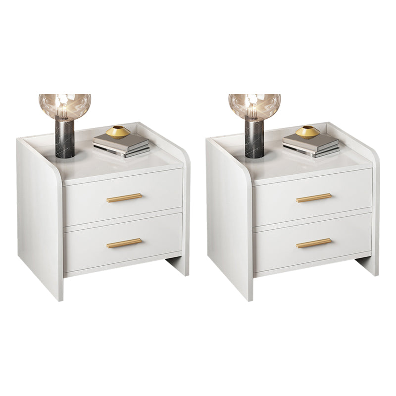 Contemporary Accent Table Nightstand Drawer Storage Night Table ,16.5" Tall White 2 Piece Set 2 Clearhalo 'Bedroom Furniture' 'furn' 'furn_night_stand' 'Furniture' 'night_stand' 'Nightstands' 6299311