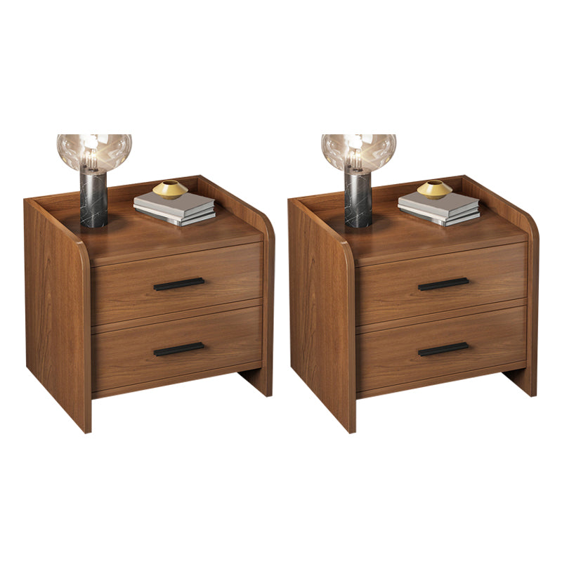 Contemporary Accent Table Nightstand Drawer Storage Night Table ,16.5" Tall Nut-Brown 2 Piece Set 2 Clearhalo 'Bedroom Furniture' 'furn' 'furn_night_stand' 'Furniture' 'night_stand' 'Nightstands' 6299312