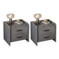 Contemporary Accent Table Nightstand Drawer Storage Night Table ,16.5" Tall Grey 2 Piece Set 2 Clearhalo 'Bedroom Furniture' 'furn' 'furn_night_stand' 'Furniture' 'night_stand' 'Nightstands' 6299314