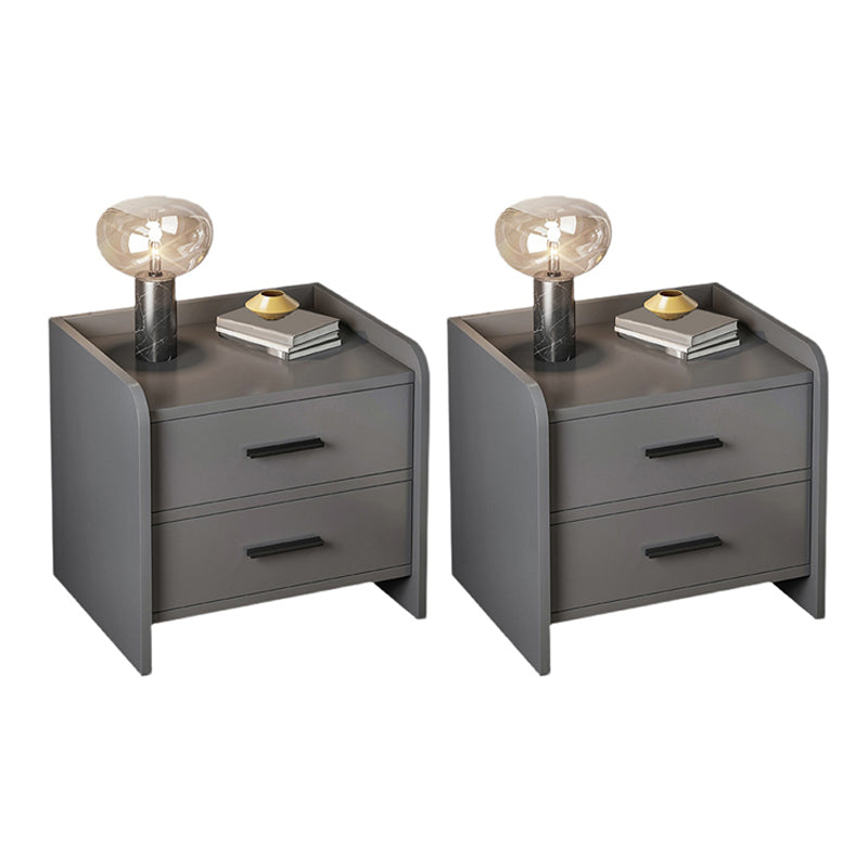 Contemporary Accent Table Nightstand Drawer Storage Night Table ,16.5" Tall Grey 2 Piece Set 2 Clearhalo 'Bedroom Furniture' 'furn' 'furn_night_stand' 'Furniture' 'night_stand' 'Nightstands' 6299314