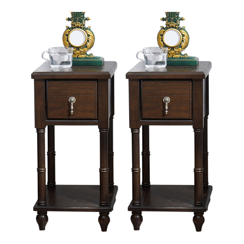 Accento contemporaneo tavolo da comodino in legno massiccio con cassetto