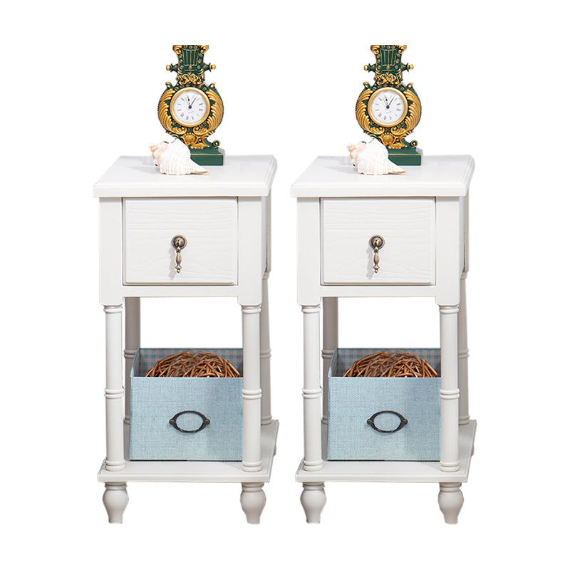 Accento contemporaneo tavolo da comodino in legno massiccio con cassetto