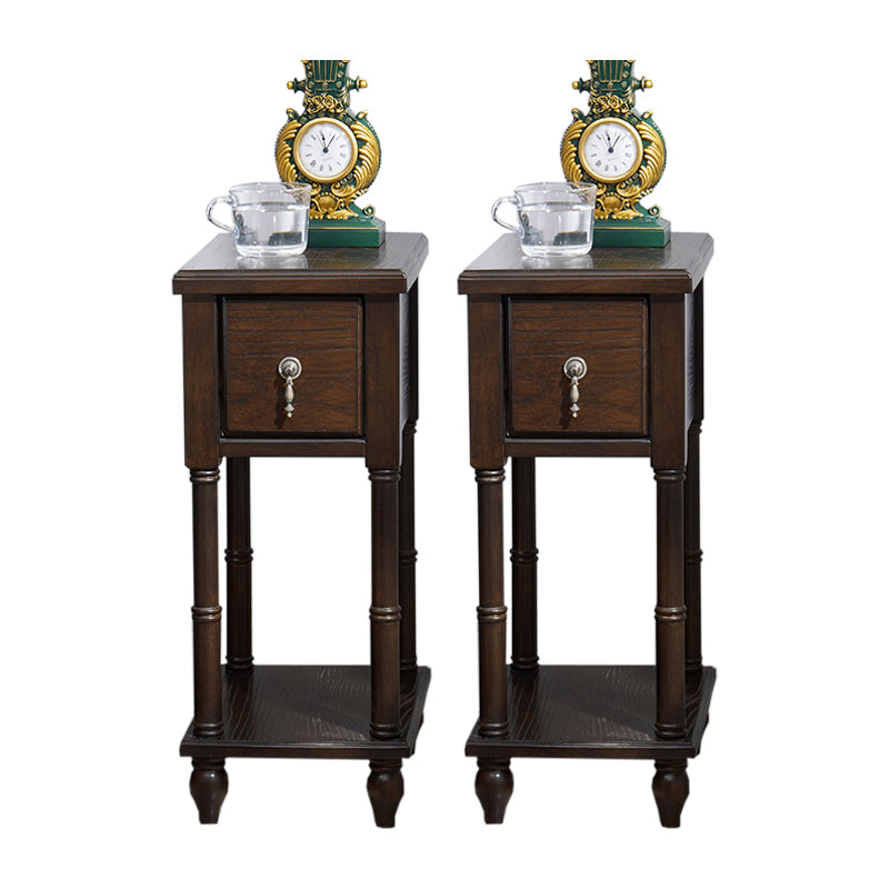 Accento contemporaneo tavolo da comodino in legno massiccio con cassetto