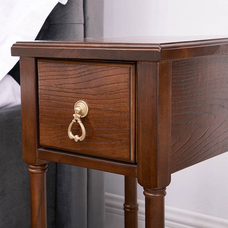 Accento contemporaneo tavolo da comodino in legno massiccio con cassetto