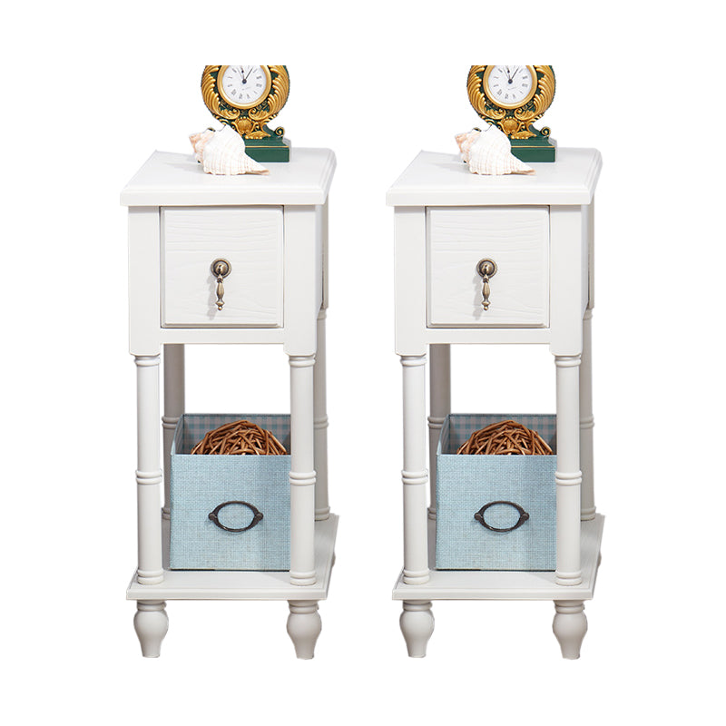 Accento contemporaneo tavolo da comodino in legno massiccio con cassetto