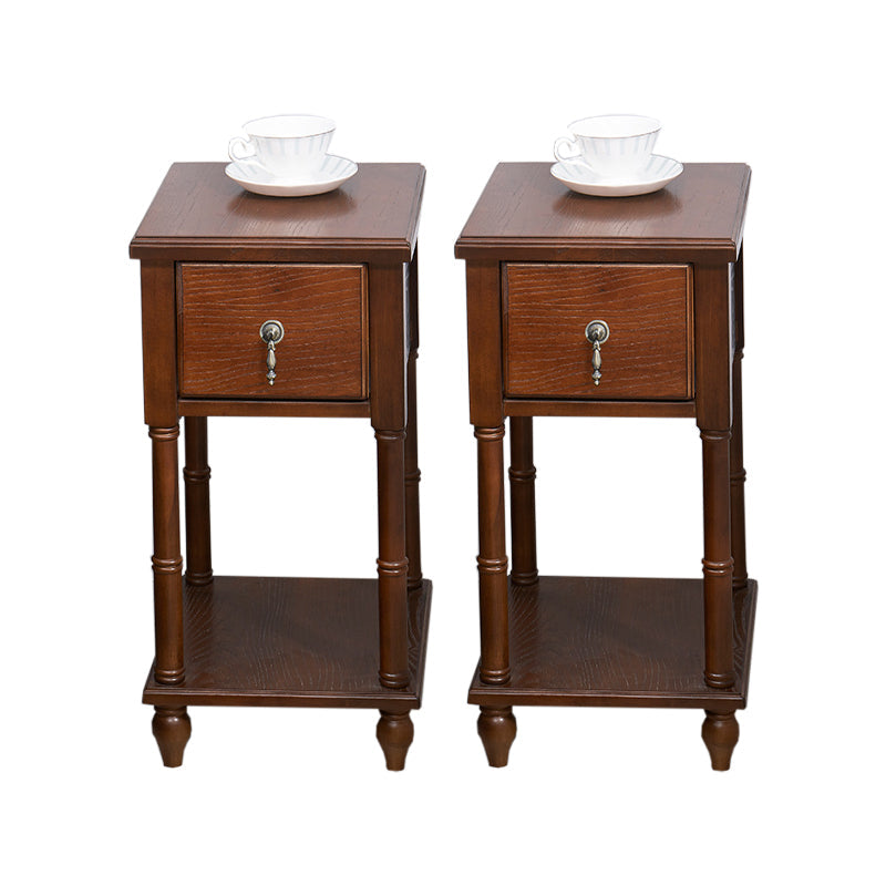 Accento contemporaneo tavolo da comodino in legno massiccio con cassetto