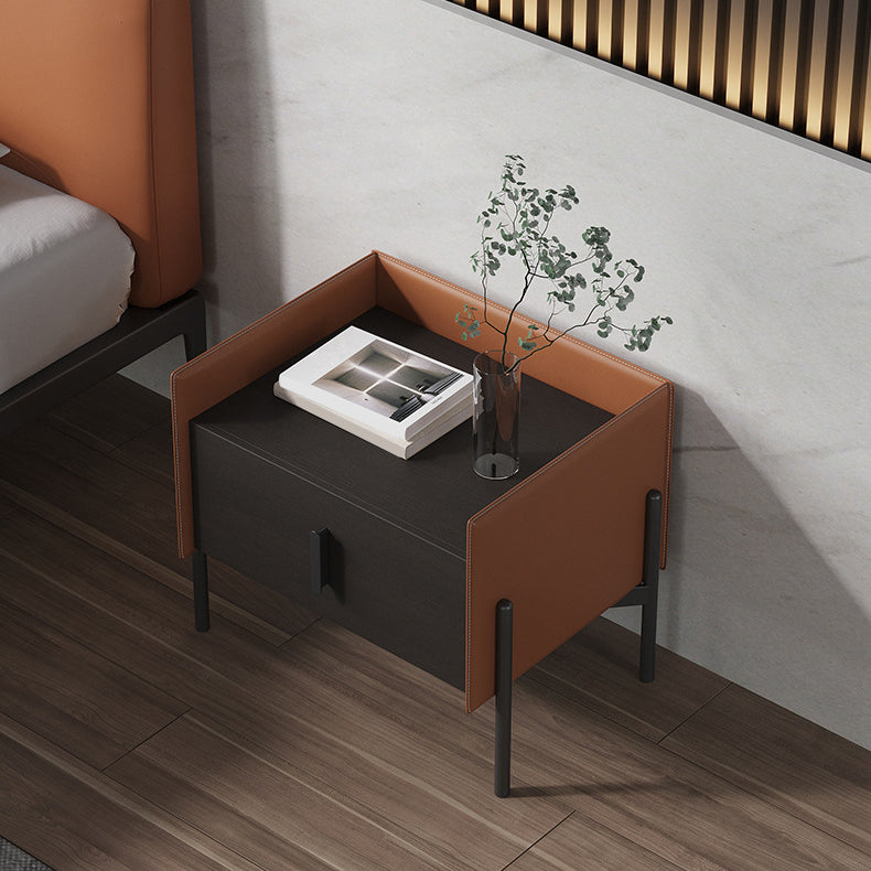 Mesa de acento de madera de falsa mesita de noche moderna con piernas con piernas