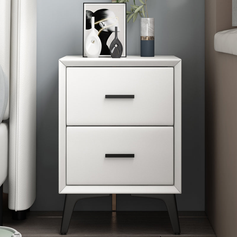 Modern Slate Top Night Table Bedroom 2 Drawers Night Stand with Legs 18"L x 16"W x 19"H White Clearhalo 'Bedroom Furniture' 'furn' 'furn_night_stand' 'Furniture' 'night_stand' 'Nightstands' 6299370