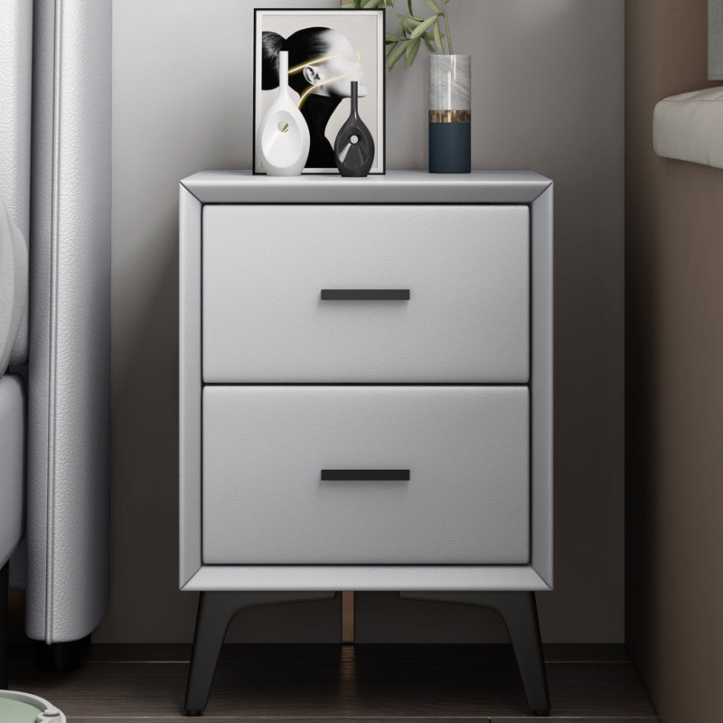 Modern Slate Top Night Table Bedroom 2 Drawers Night Stand with Legs 18"L x 16"W x 19"H Grey Clearhalo 'Bedroom Furniture' 'furn' 'furn_night_stand' 'Furniture' 'night_stand' 'Nightstands' 6299371