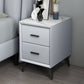 Modern Slate Top Night Table Bedroom 2 Drawers Night Stand with Legs 20"L x 16"W x 19"H Grey Clearhalo 'Bedroom Furniture' 'furn' 'furn_night_stand' 'Furniture' 'night_stand' 'Nightstands' 6299373