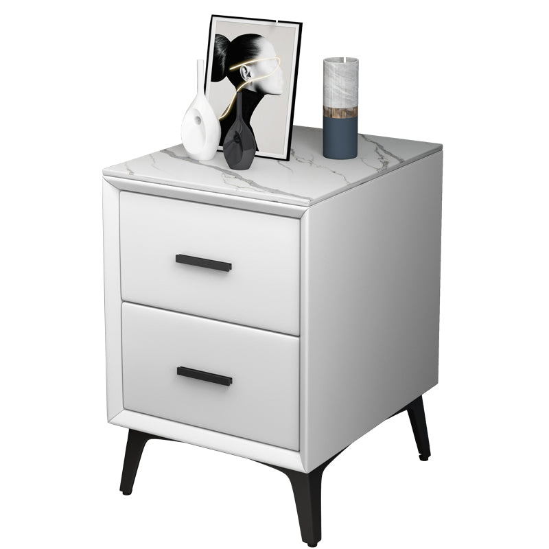 Modern Slate Top Night Table Bedroom 2 Drawers Night Stand with Legs Clearhalo 'Bedroom Furniture' 'furn' 'furn_night_stand' 'Furniture' 'night_stand' 'Nightstands' 6299376