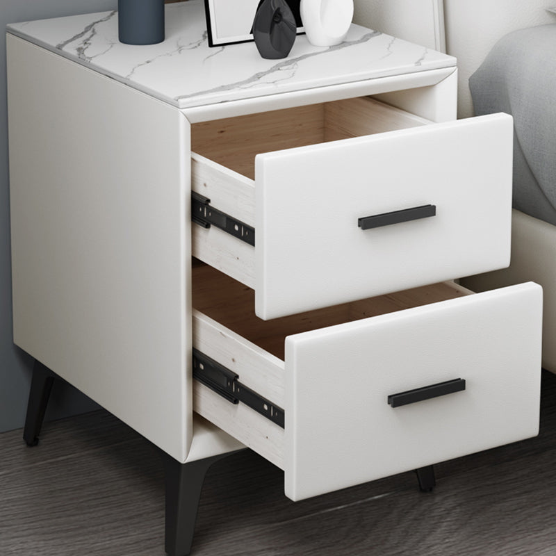 Modern Slate Top Night Table Bedroom 2 Drawers Night Stand with Legs Clearhalo 'Bedroom Furniture' 'furn' 'furn_night_stand' 'Furniture' 'night_stand' 'Nightstands' 6299379