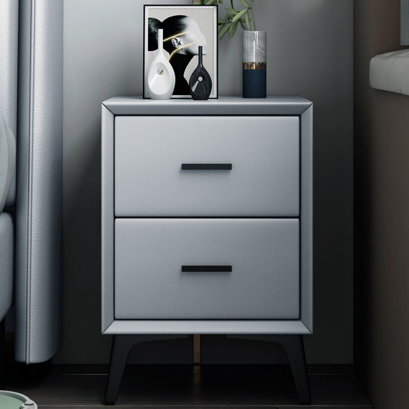 Modern Slate Top Night Table Bedroom 2 Drawers Night Stand with Legs 18"L x 16"W x 19"H Light Gray Clearhalo 'Bedroom Furniture' 'furn' 'furn_night_stand' 'Furniture' 'night_stand' 'Nightstands' 6299381
