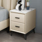 Modern Slate Top Night Table Bedroom 2 Drawers Night Stand with Legs 20"L x 16"W x 19"H Beige Clearhalo 'Bedroom Furniture' 'furn' 'furn_night_stand' 'Furniture' 'night_stand' 'Nightstands' 6299382
