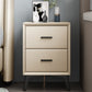 Modern Slate Top Night Table Bedroom 2 Drawers Night Stand with Legs 18"L x 16"W x 19"H Beige Clearhalo 'Bedroom Furniture' 'furn' 'furn_night_stand' 'Furniture' 'night_stand' 'Nightstands' 6299383