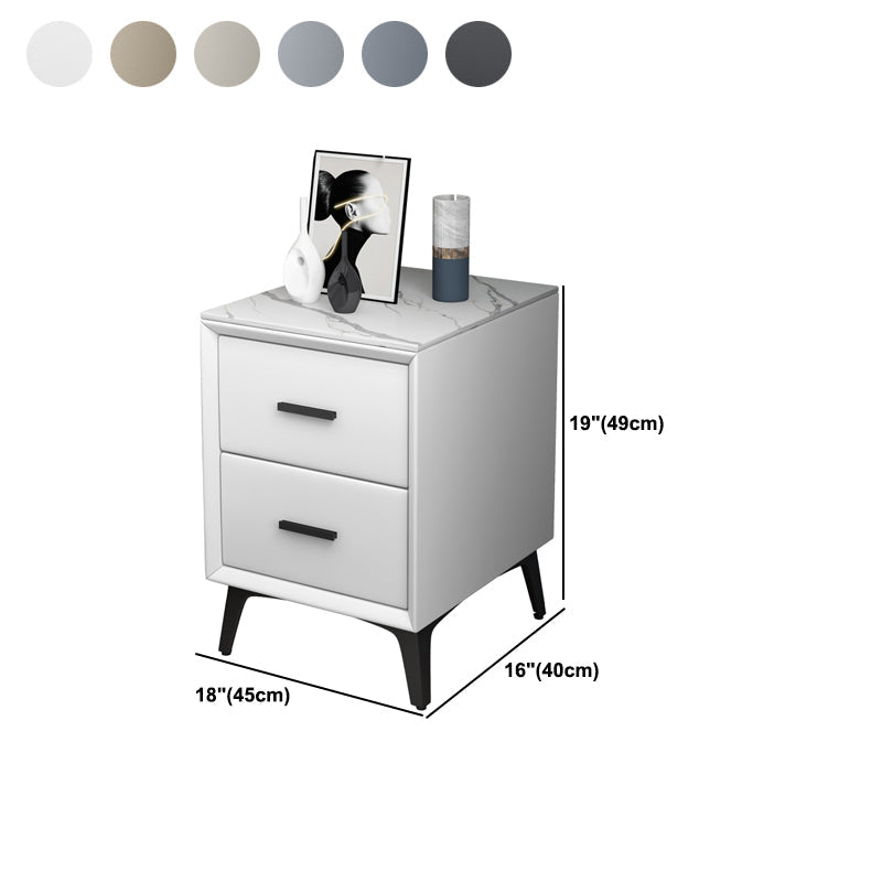 Modern Slate Top Night Table Bedroom 2 Drawers Night Stand with Legs Clearhalo 'Bedroom Furniture' 'furn' 'furn_night_stand' 'Furniture' 'night_stand' 'Nightstands' 6299387