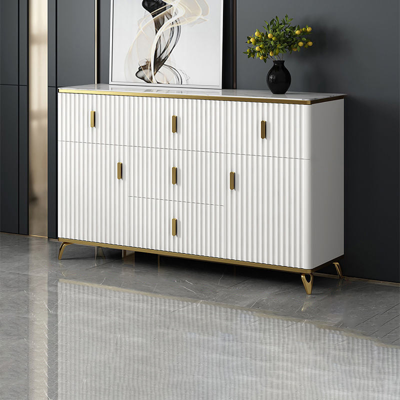 Glam Bedroom Stone Storage Chest Horizontal Chest in White with Drawers Clearhalo 'Bedroom Furniture' 'Dressers & Chests' 'dressers_chests' 'furn' 'furn_dressers_chests' 'Furniture' 6300047