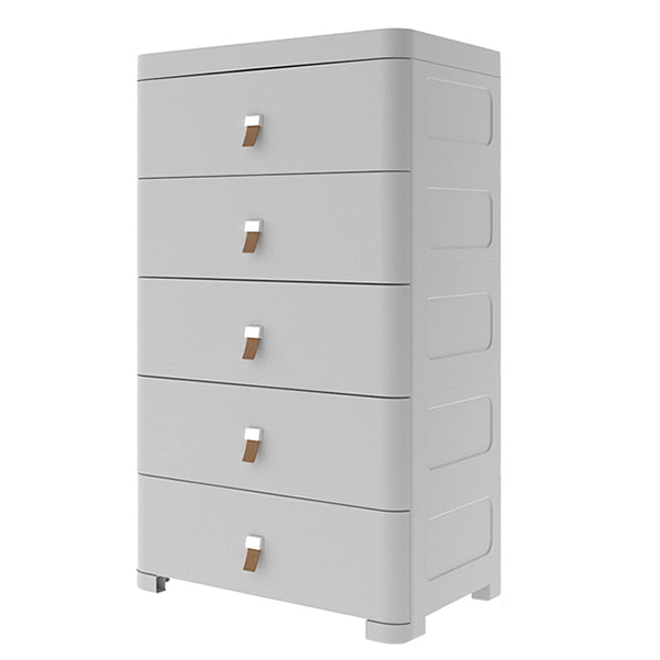 Contemporary Grey / White Chest Plastic Chest with Drawers for Bedroom 22"L x 16"W x 41"H Grey Clearhalo 'Bedroom Furniture' 'Dressers & Chests' 'dressers_chests' 'furn' 'furn_dressers_chests' 'Furniture' 6300225