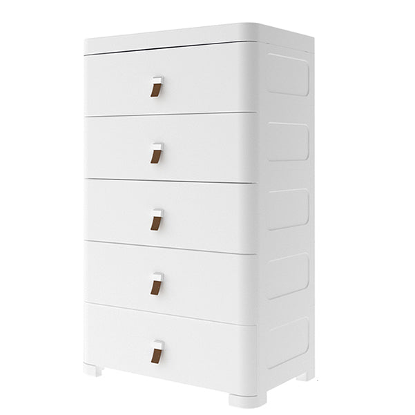Contemporary Grey / White Chest Plastic Chest with Drawers for Bedroom 22"L x 16"W x 41"H White Clearhalo 'Bedroom Furniture' 'Dressers & Chests' 'dressers_chests' 'furn' 'furn_dressers_chests' 'Furniture' 6300227