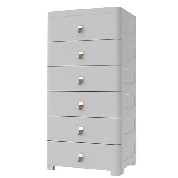 Contemporary Grey / White Chest Plastic Chest with Drawers for Bedroom 18"L x 16"W x 48"H Grey Clearhalo 'Bedroom Furniture' 'Dressers & Chests' 'dressers_chests' 'furn' 'furn_dressers_chests' 'Furniture' 6300228