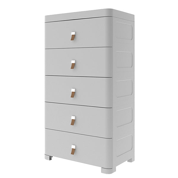Contemporary Grey / White Chest Plastic Chest with Drawers for Bedroom 18"L x 16"W x 41"H Grey Clearhalo 'Bedroom Furniture' 'Dressers & Chests' 'dressers_chests' 'furn' 'furn_dressers_chests' 'Furniture' 6300230