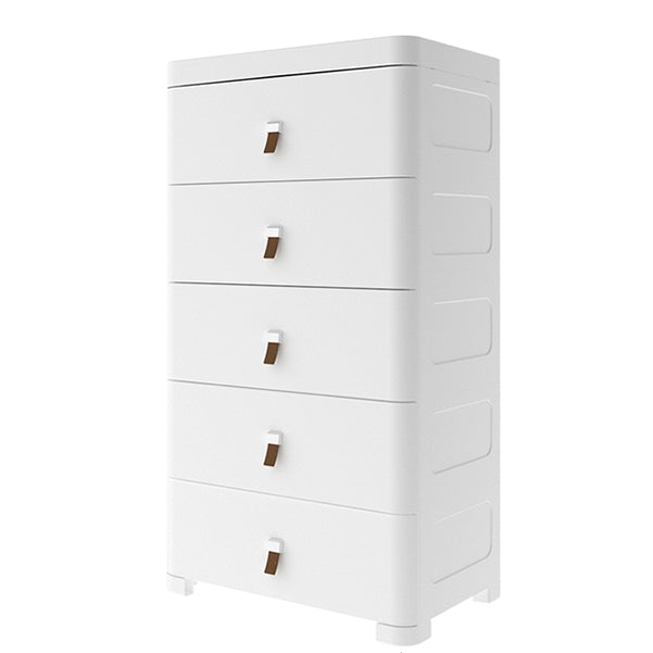 Contemporary Grey / White Chest Plastic Chest with Drawers for Bedroom 18"L x 16"W x 41"H White Clearhalo 'Bedroom Furniture' 'Dressers & Chests' 'dressers_chests' 'furn' 'furn_dressers_chests' 'Furniture' 6300231