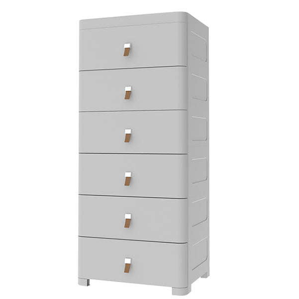 Contemporary Grey / White Chest Plastic Chest with Drawers for Bedroom 22"L x 16"W x 48"H Grey Clearhalo 'Bedroom Furniture' 'Dressers & Chests' 'dressers_chests' 'furn' 'furn_dressers_chests' 'Furniture' 6300232
