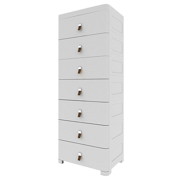 Contemporary Grey / White Chest Plastic Chest with Drawers for Bedroom 18"L x 16"W x 56"H Grey Clearhalo 'Bedroom Furniture' 'Dressers & Chests' 'dressers_chests' 'furn' 'furn_dressers_chests' 'Furniture' 6300234