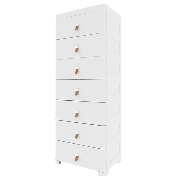 Contemporary Grey / White Chest Plastic Chest with Drawers for Bedroom 18"L x 16"W x 56"H White Clearhalo 'Bedroom Furniture' 'Dressers & Chests' 'dressers_chests' 'furn' 'furn_dressers_chests' 'Furniture' 6300235