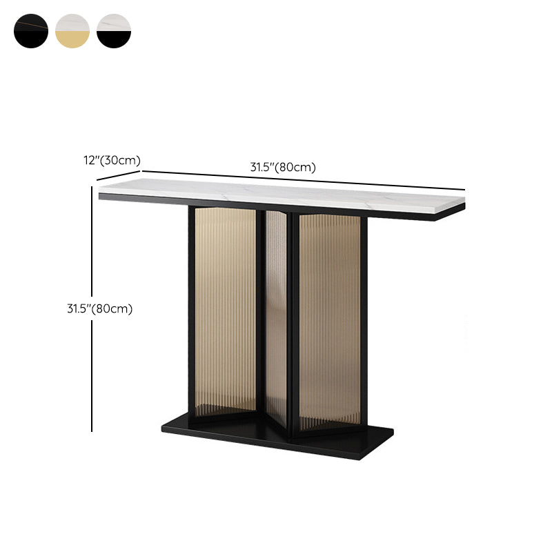 Stone Rectangle Console Table 1-Shelf 31.5" Tall Accent Table for Hall