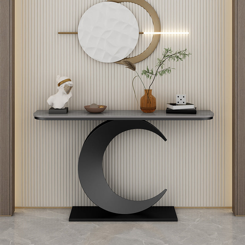 Stone Modern Console Table 31.5" Tall Accent Table with 1 Shelf